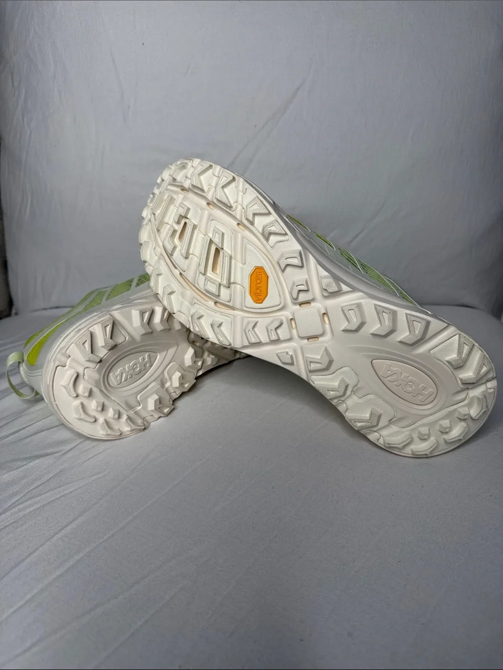 Hoka One One Size Women 12/ Men 11 Neon Yellow Light Gray Athletic Running Shoes